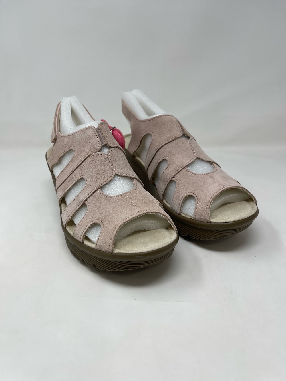 Skechers Women's Open-Toe Comfort Sandal in Blush Pink with Brown Sole